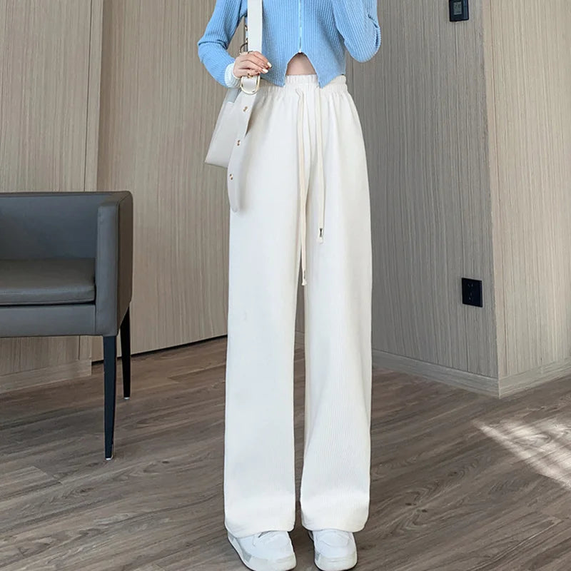 Elastic Waist Wide Leg Long Pants