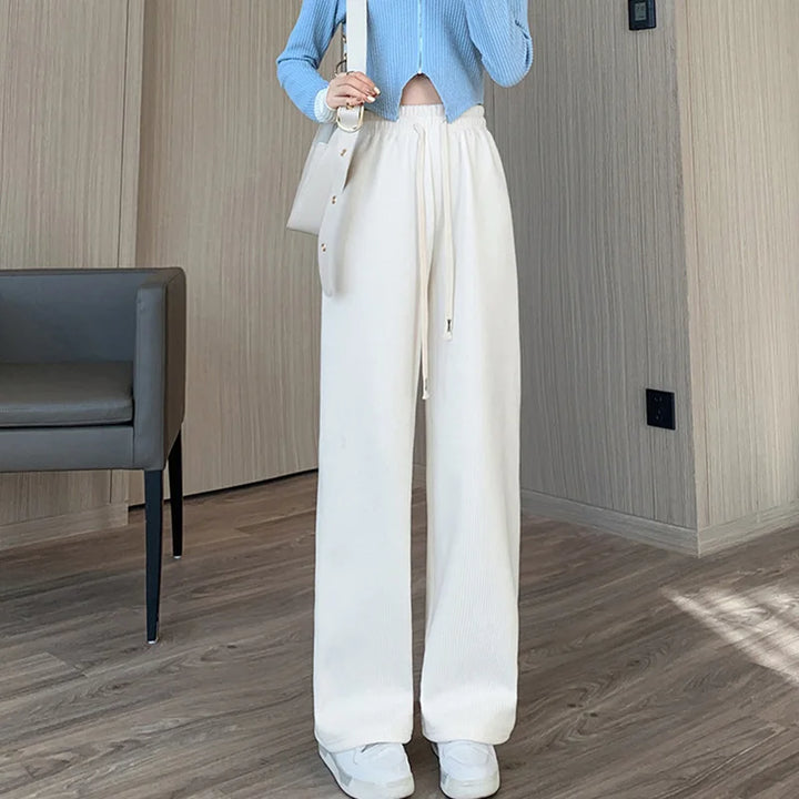 Elastic Waist Wide Leg Long Pants