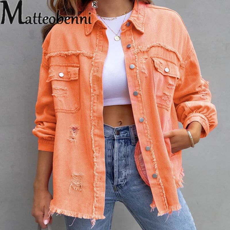 Color Splicing Pocket Denim Jacket