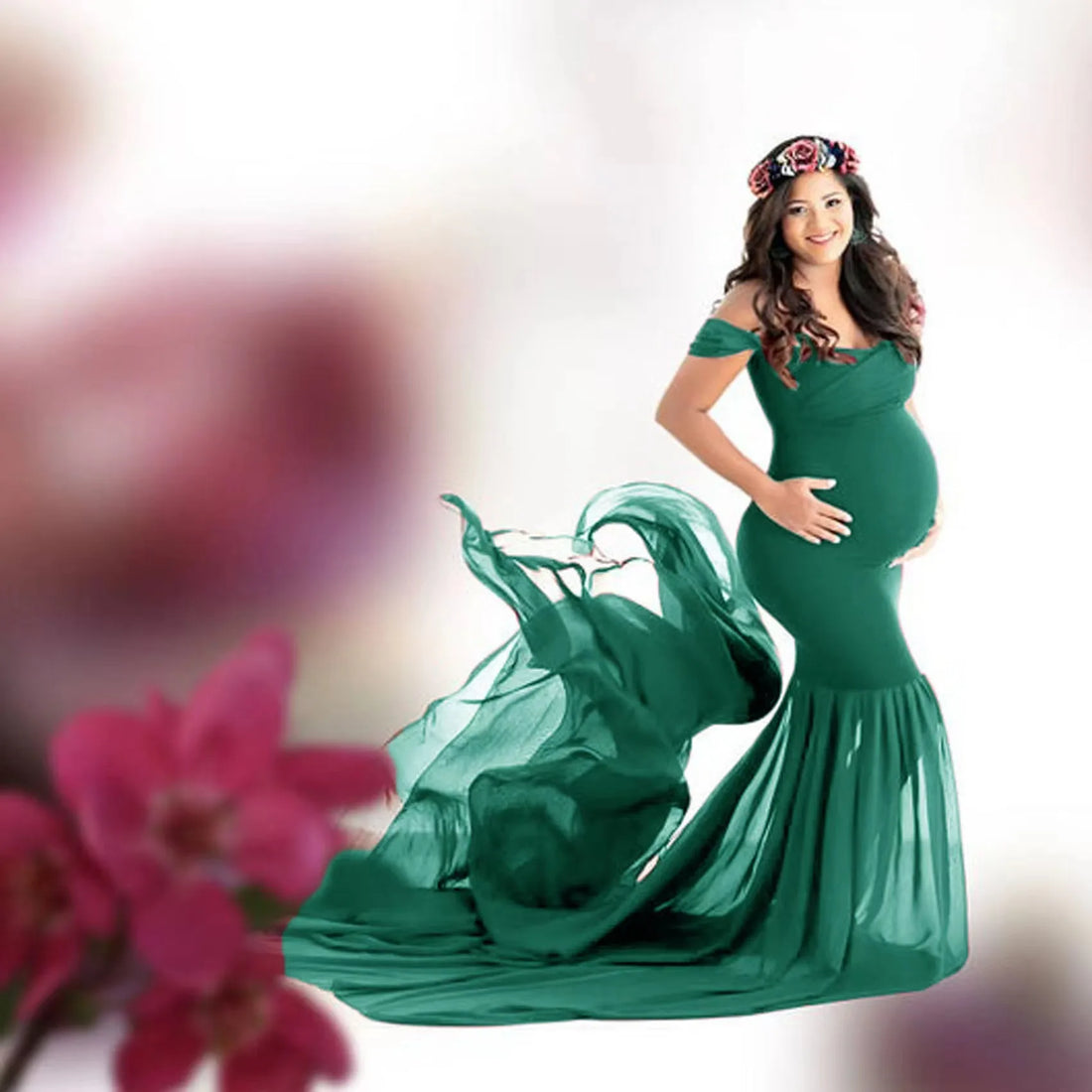 Elegant Off-Shoulder Maternity Gown