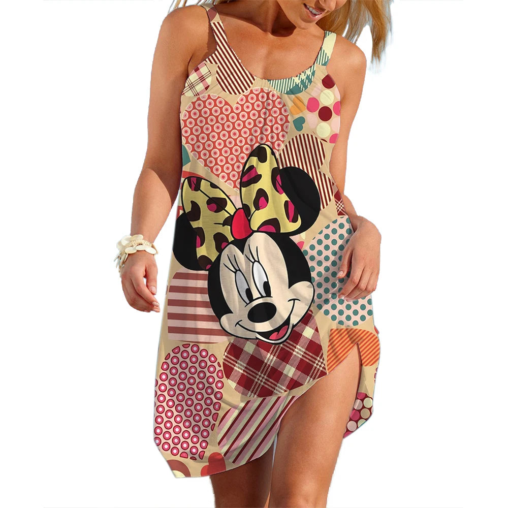 Disney Mickey Minnie 3D Print Slip Dress