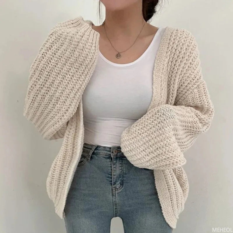 Casual V-neck Knit Cardigan Sweater