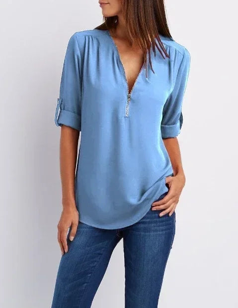 Summer V-Neck Loose Blouse