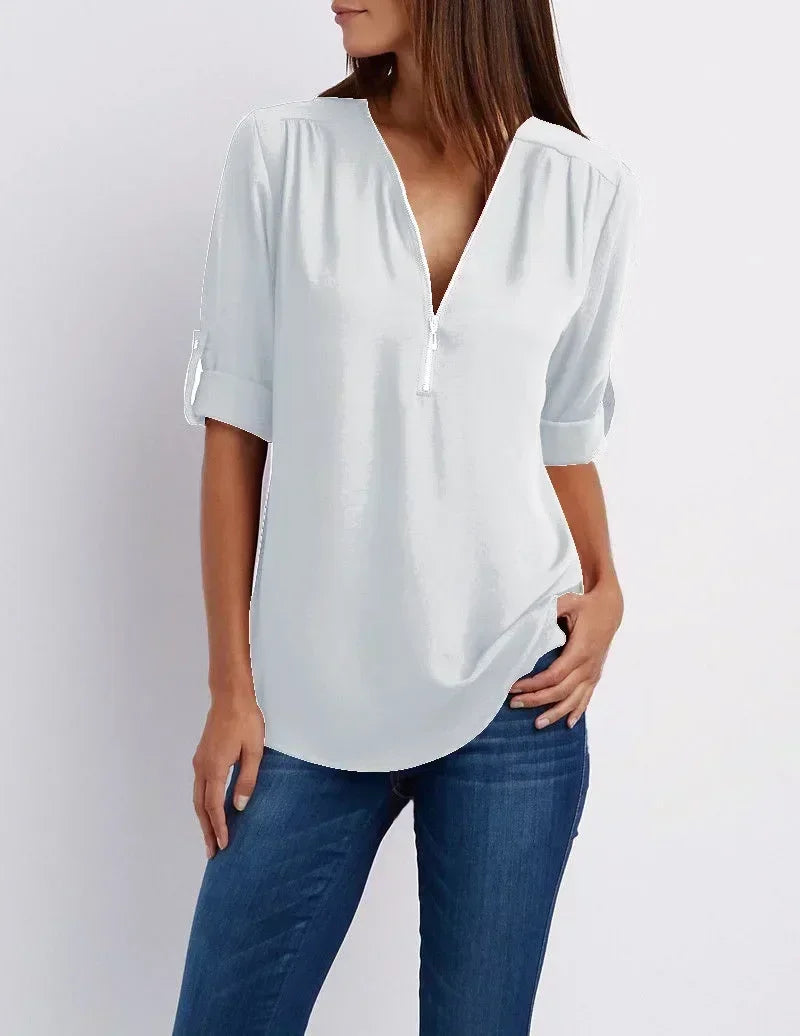 Summer V-Neck Loose Blouse