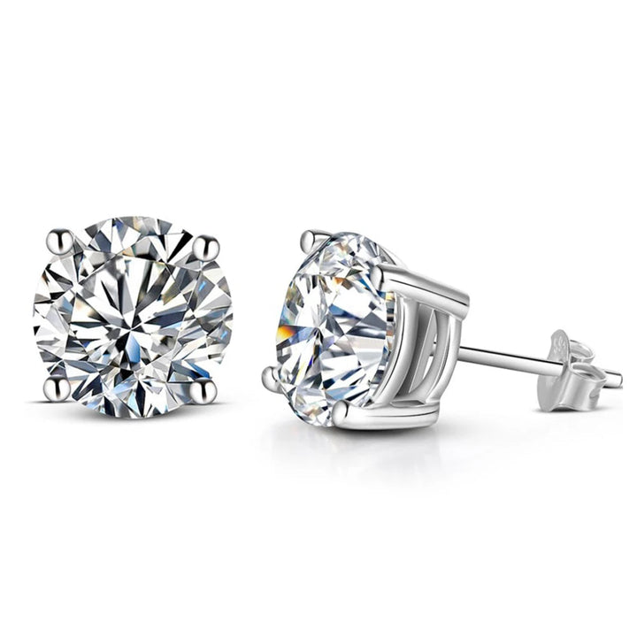 ATTAGEMS 2 Carat D Color Moissanite Stud Earrings 925 Silver