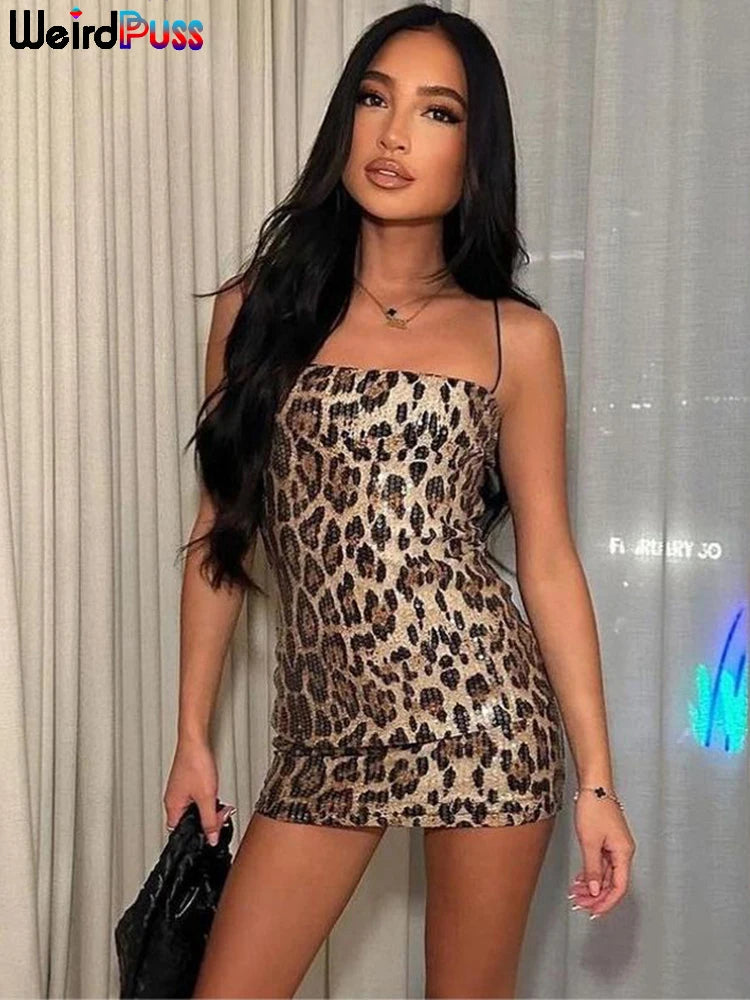 Leopard Print Sexy Bodycon Dress