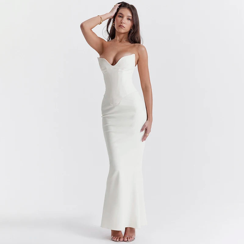 Sexy Corset Tube Sleeveless Midi Dress