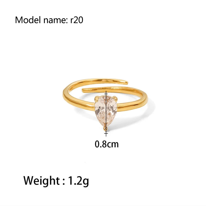 Vintage Snake Shape Gold Zircon Stainless Steel Ring