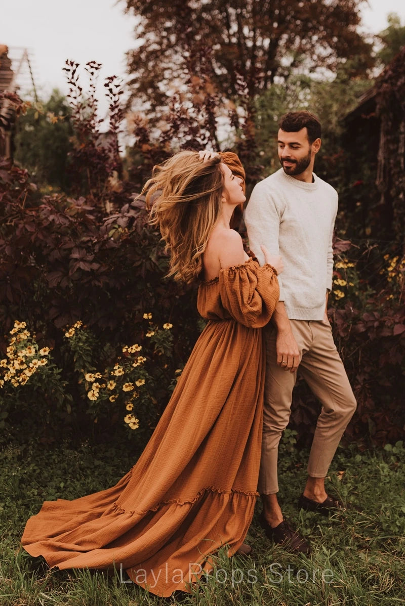 Off-Shoulder Boho Maternity Gown