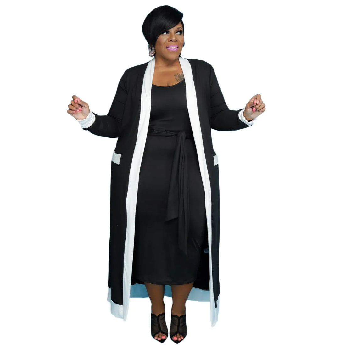 Plus Size Women’s Two-Piece Coat & Dress Set