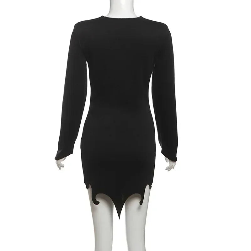 Black Flame Cut-Out Bodycon Mini Dress