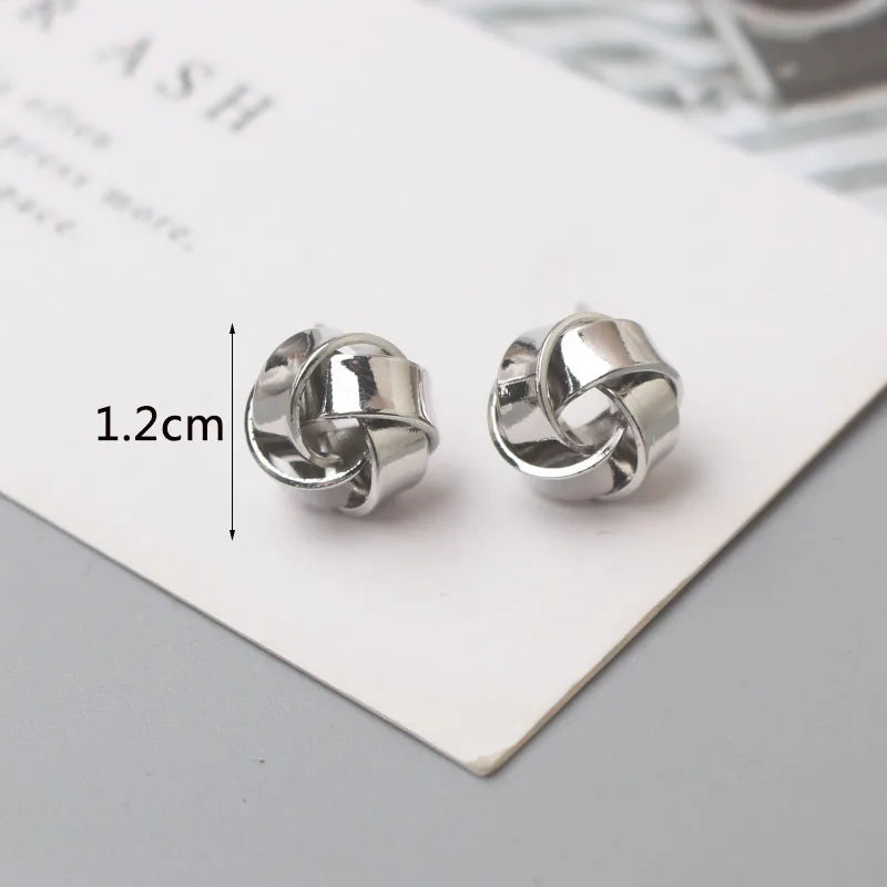 Tiny Gold Twist Round Stud Earrings