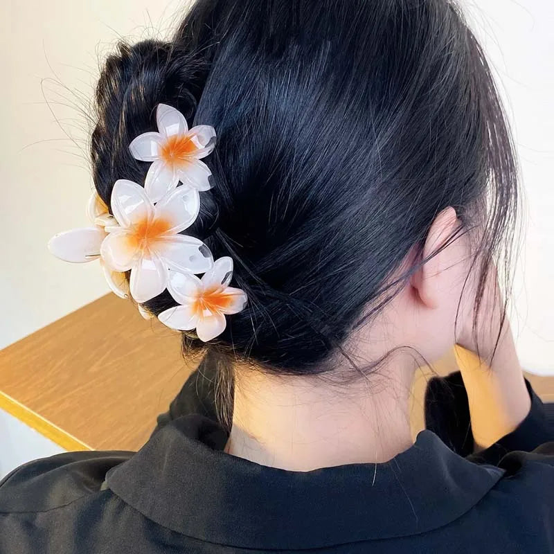 Gradient Flower Hair Claw Clips