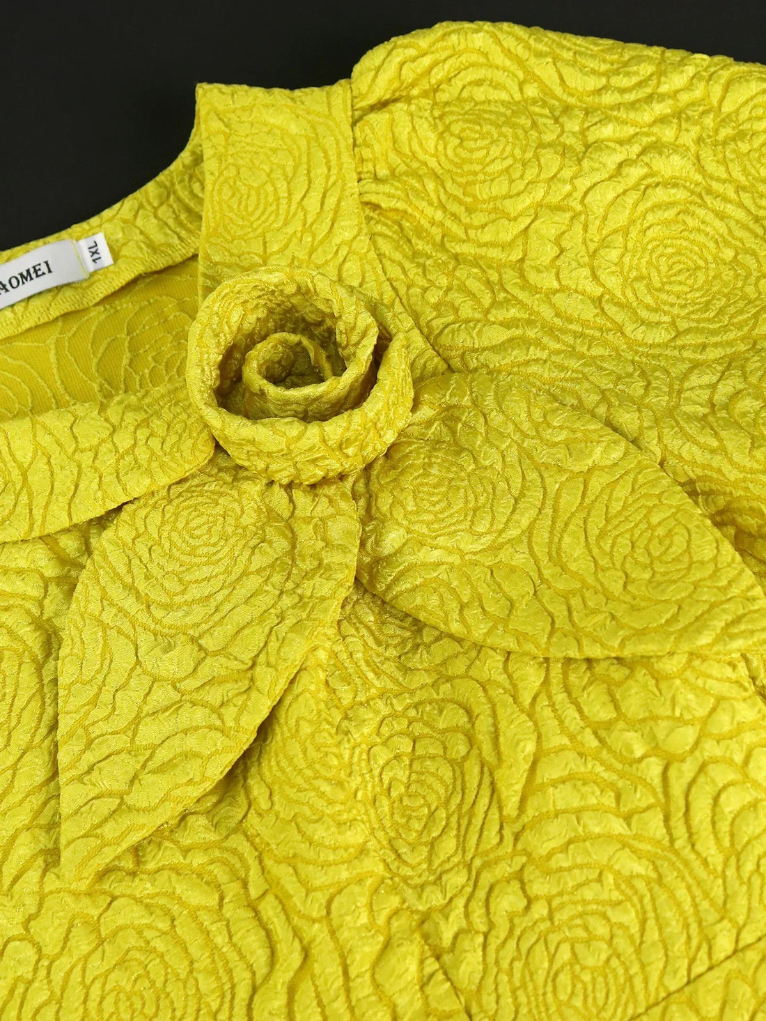 Yellow Jacquard A-Line Midi Dress