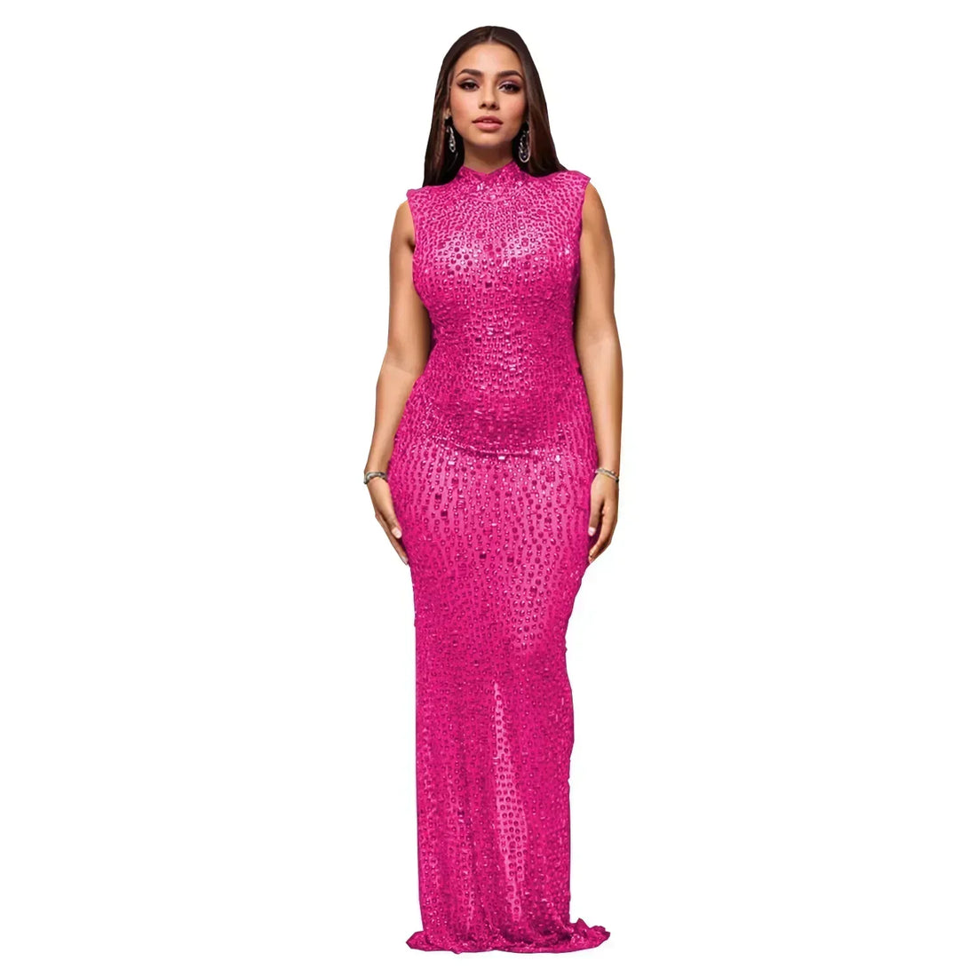 Rhinestone Bodycon Maxi Dress