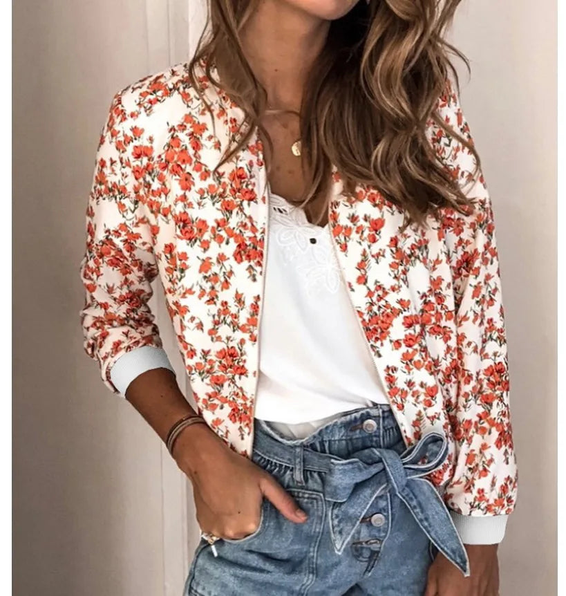 Elegant Women Zipper Bomber Jacket