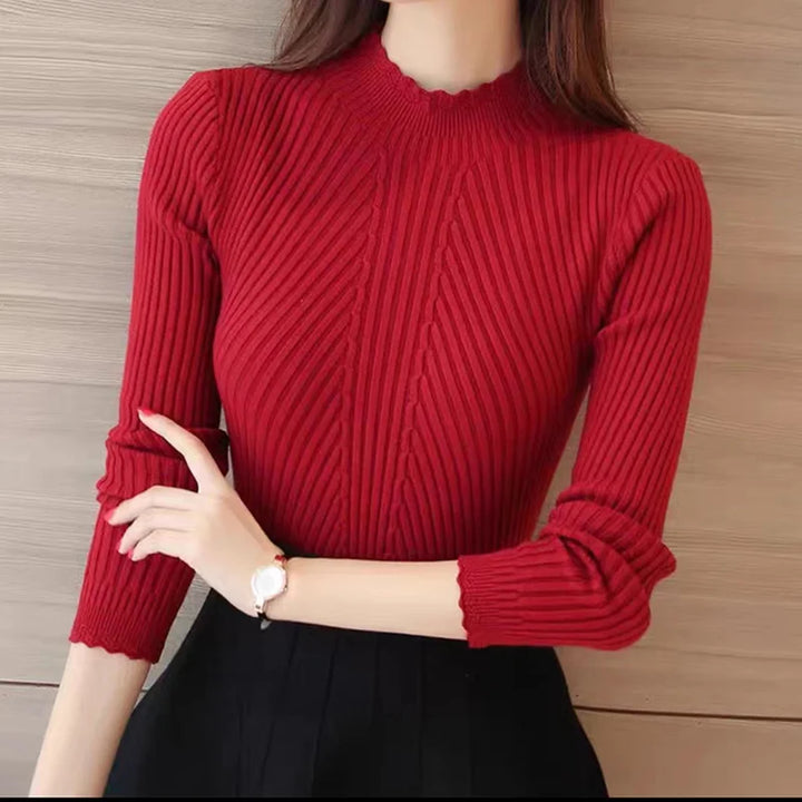 Women’s Mock Neck Ruffle Sweater