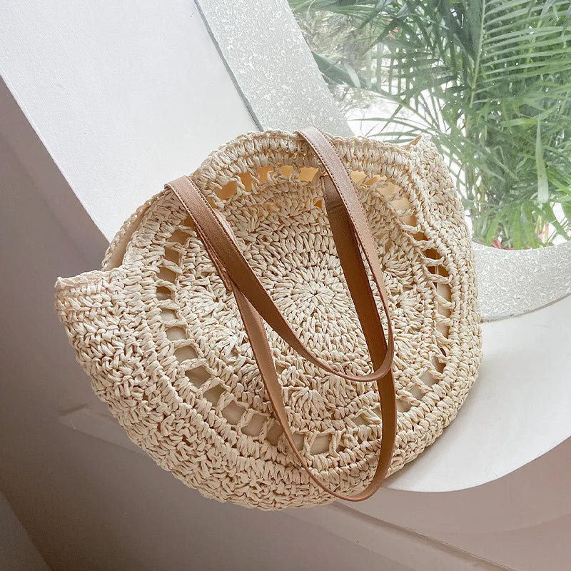 Summer Round Straw Shoulder Bag