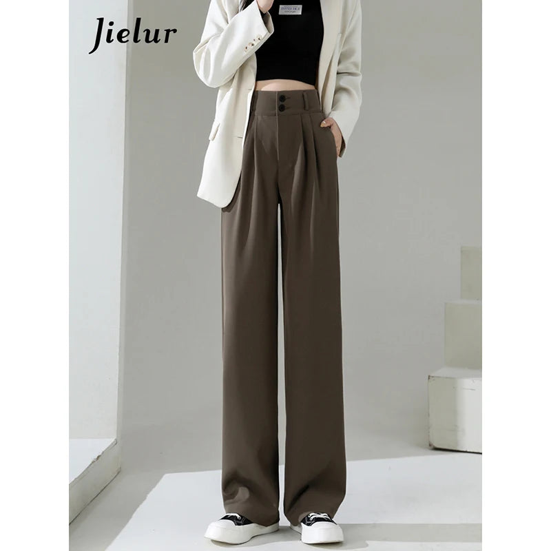 High Waist Wide Leg Coffee Trousers