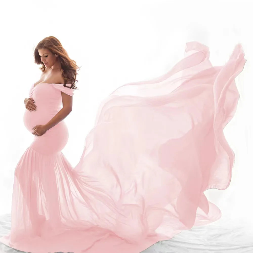 Elegant Off-Shoulder Maternity Gown