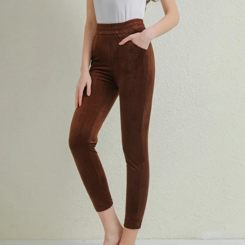 Plush Corduroy High Waist Harem Pants