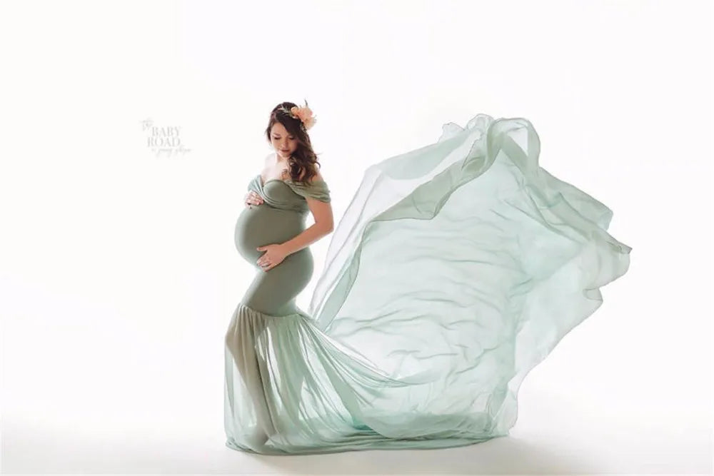 Elegant Off-Shoulder Maternity Gown