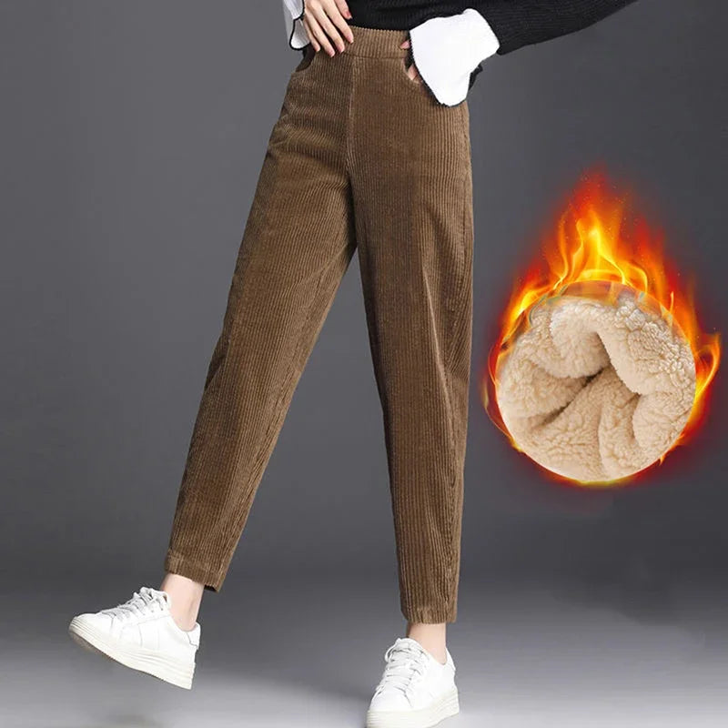 Plush Corduroy High Waist Harem Pants