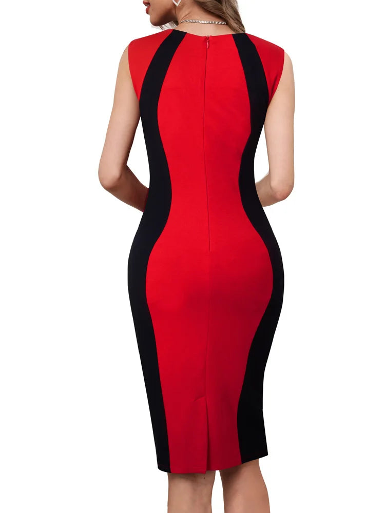 Elegant Colorblock Bodycon Dress