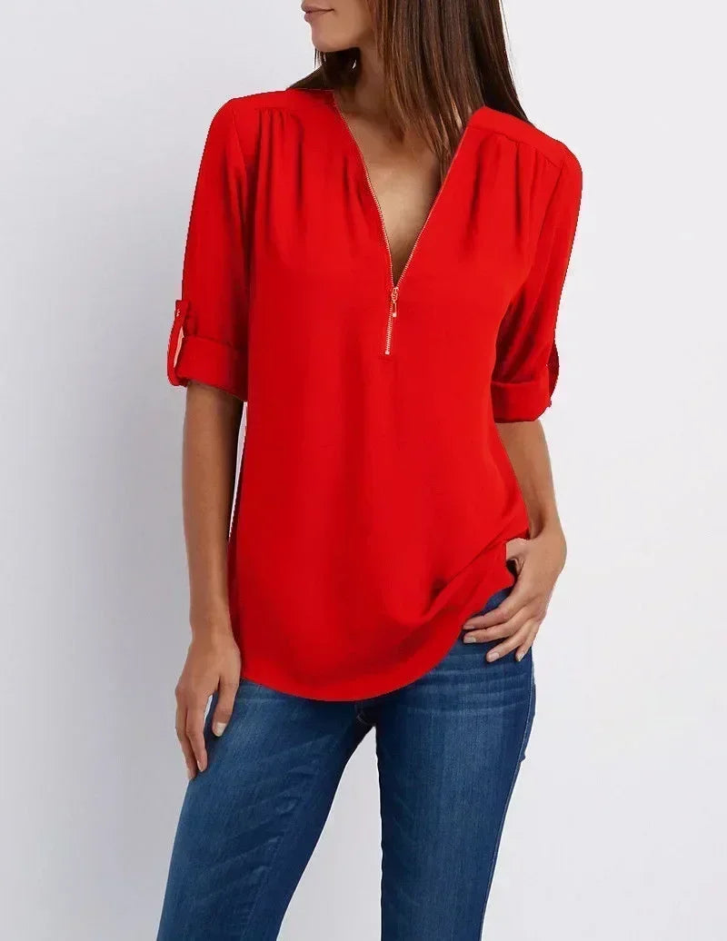 Summer V-Neck Loose Blouse