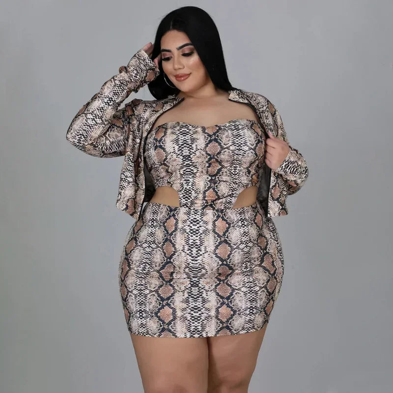 Leopard Print Plus Size 2-Piece Set