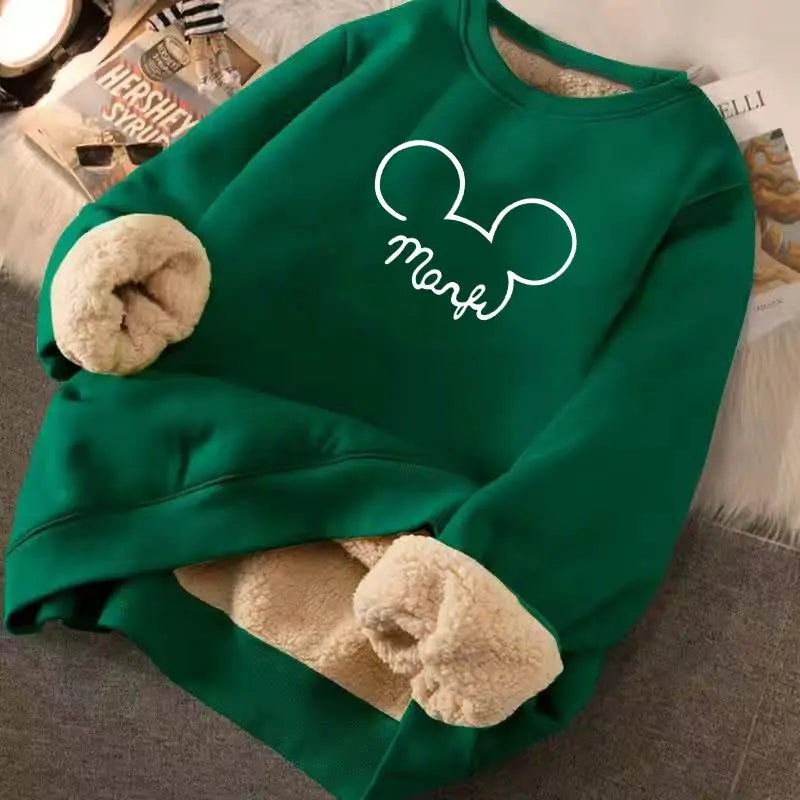 Cartoon Print Hoodies Velvet Cashmere Fleece Sweatshirt