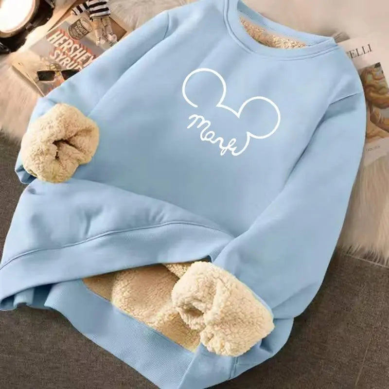 Cartoon Print Hoodies Velvet Cashmere Fleece Sweatshirt