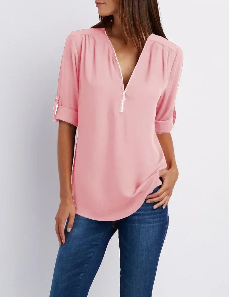 Summer V-Neck Loose Blouse