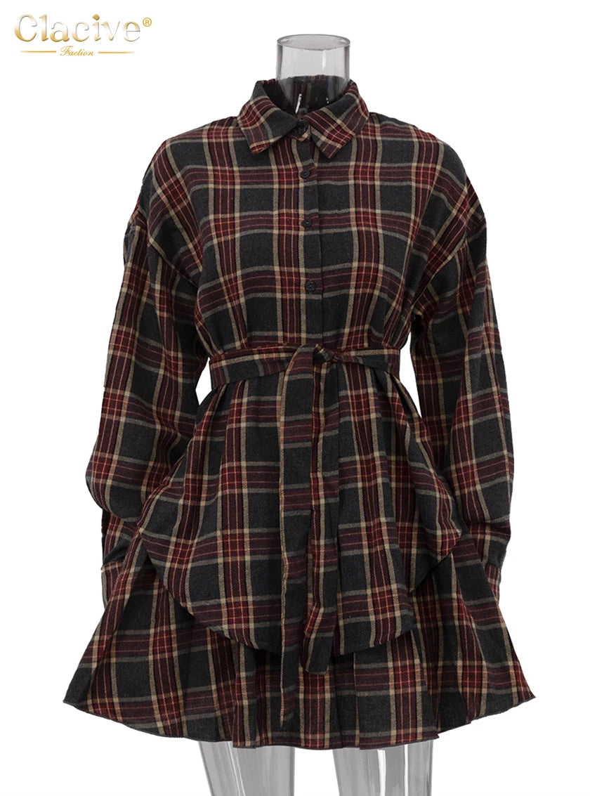 Plaid Two-Piece Shirt and Skirt Set