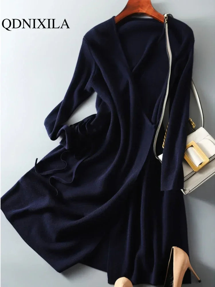 Elegant V-Neck Wrap Dress