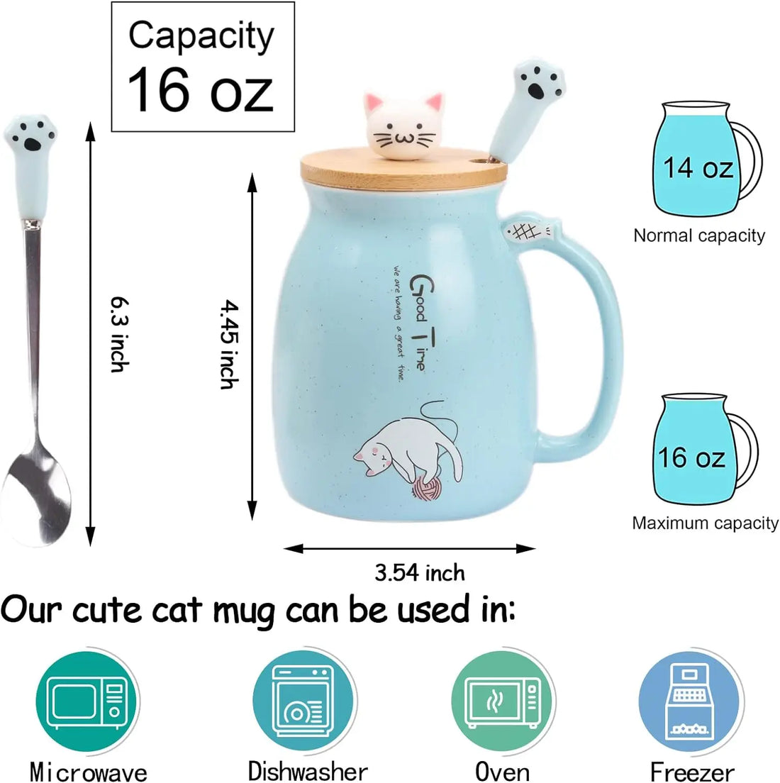 Kawaii Cat Tea Cup Ceramic Mug