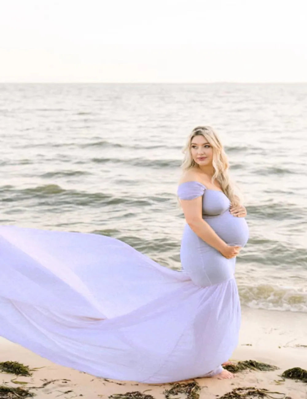 Elegant Off-Shoulder Maternity Gown