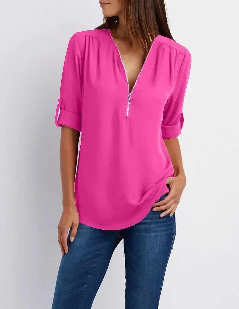 Summer V-Neck Loose Blouse