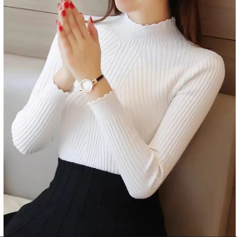 Women’s Mock Neck Ruffle Sweater