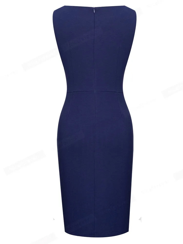 Elegant Round Neck Vintage Pencil Dress