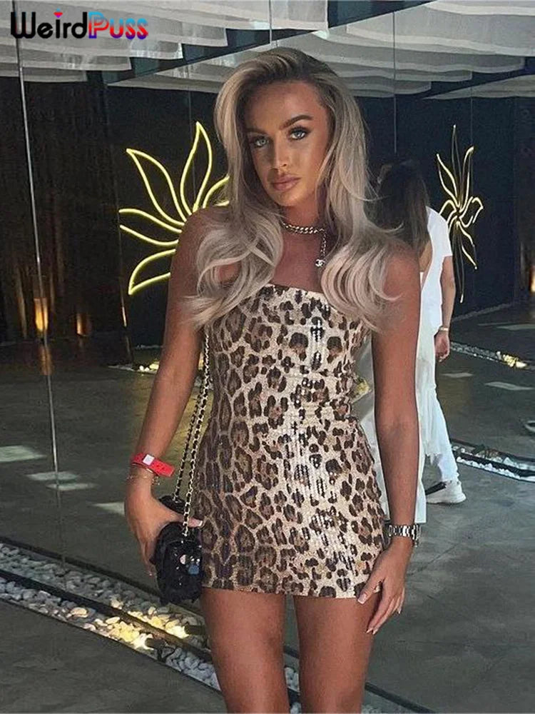 Leopard Print Sexy Bodycon Dress