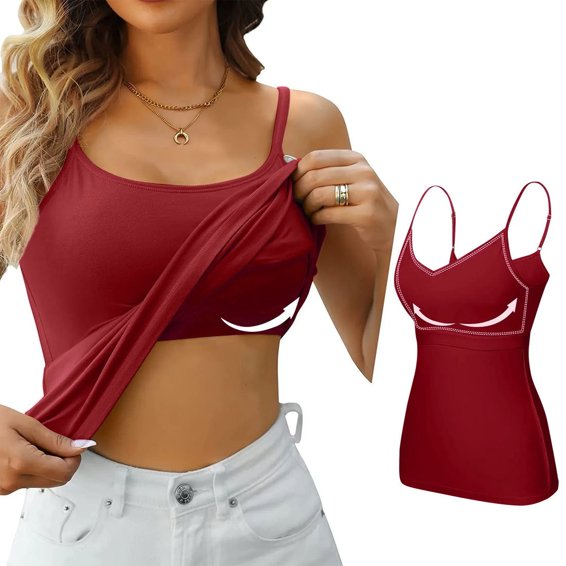 Padded Bra Tank Top Women’s Modal Spaghetti Cami Vest