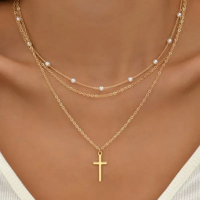 Multi-Layer Stacking Necklace Small Strip Pendant Clavicle Chain