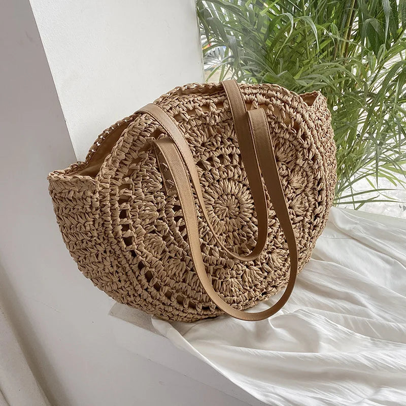 Summer Round Straw Shoulder Bag