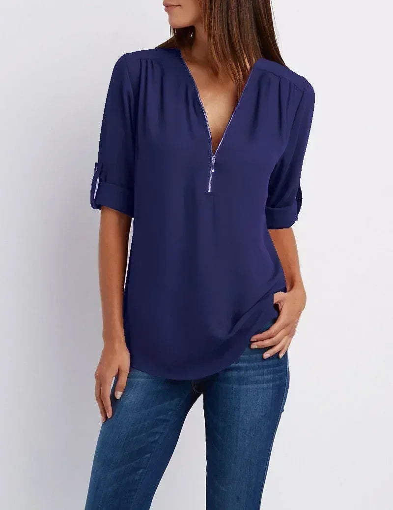 Summer V-Neck Loose Blouse