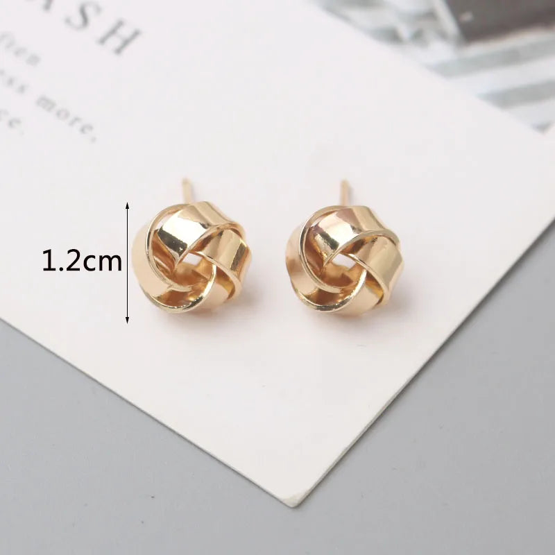 Tiny Gold Twist Round Stud Earrings