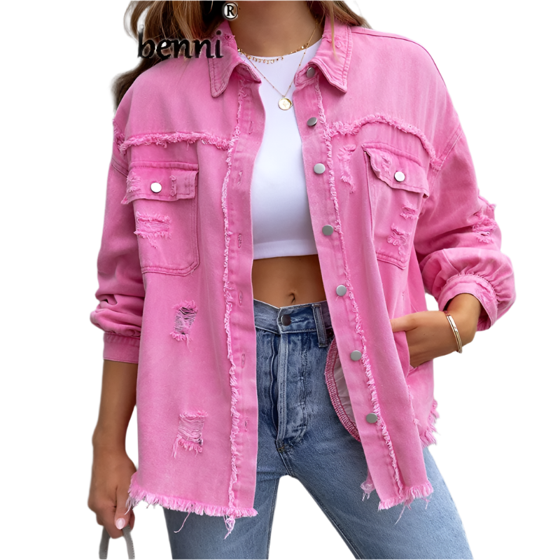 Color Splicing Pocket Denim Jacket