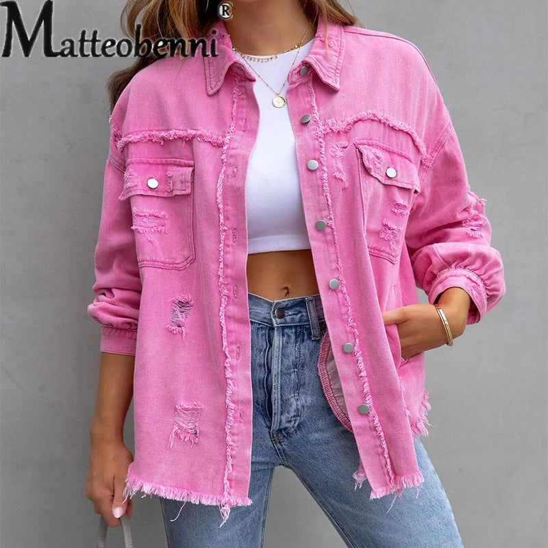 Color Splicing Pocket Denim Jacket